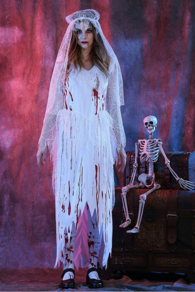 Halloween Purim Scary Blood Corpse Bride Adult Costumes Cosplay Dress For Women zombies Devil free shipping