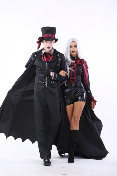 Halloween Vampire Couple Costumes Steampunk Vampiress Uniforms Blood Countess Kits free shipping