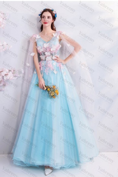 Discount A-line Prom Dresses Sky Blue Glamorous Party Dresses TSJY-153