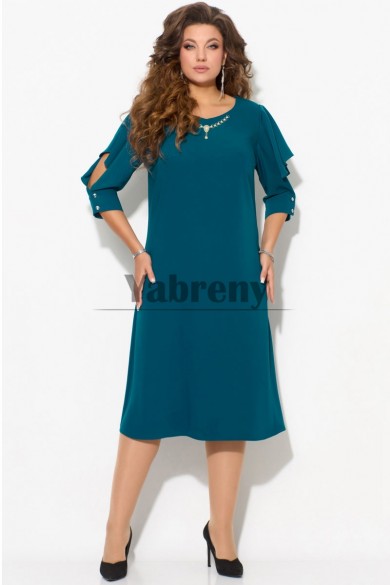 Hunter Color Chiffon lovely Half Sleeves Mid-Calf Mother Of The Bride Dresses mps-773-3