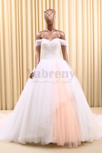 Lovely Off the Shoulder Tulle Tailed New Arrival Bridal dresses wd-028