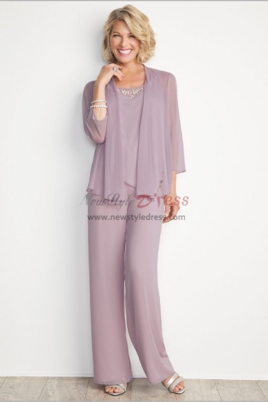 New arrival Mother of the bride pant suit Chiffon 3PC Trousers outfit mps-278