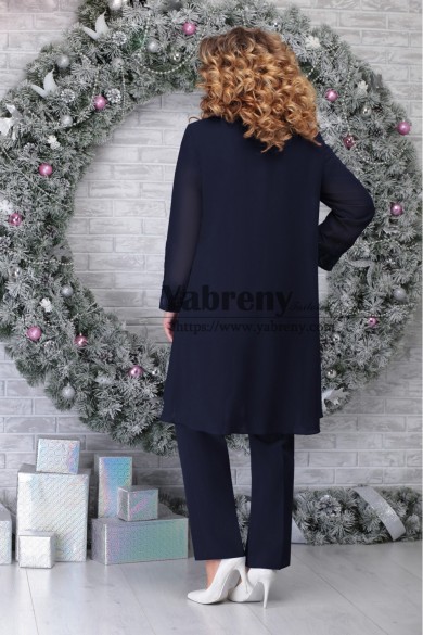 Dark Navy 3PC Outfits,Mother of the Bride Pant suits With Jacket,Trajes ...
