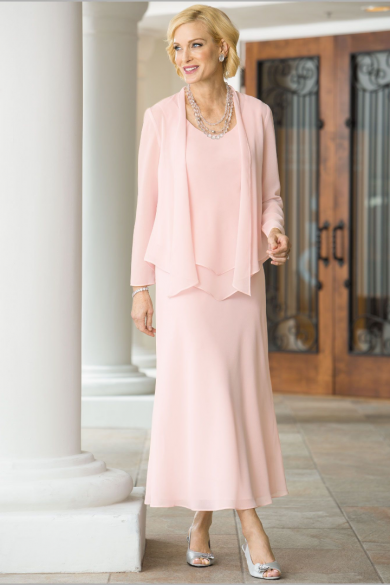Pearl Pink chiffon Mother of the bride dresses Comfortable Summer beach Wedding outfit mps-156