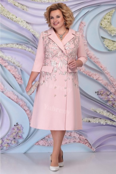 Pink Mother Of The Bride Dress Tea-Length Special Occasion Dressy With Garments mps-460-1