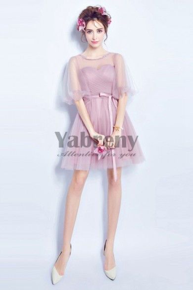 Pink Under 100 Homecoming Dresses Above Knee Prom Dresses TSJY-044