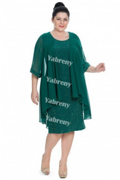 Plus Size Dark Green Sequins Lace Mother Of The Bride Dresses mps-374