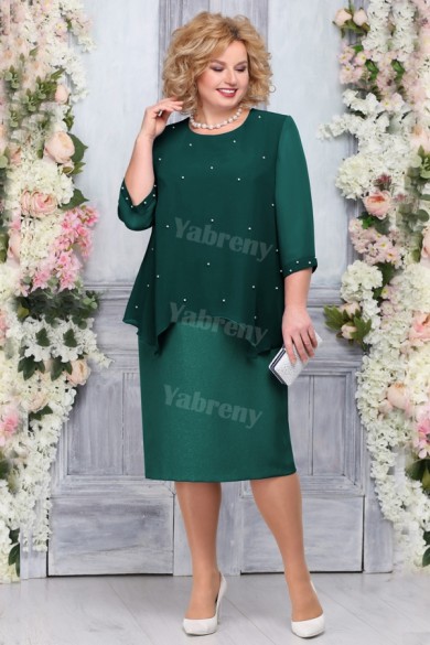 Plus Size Green Mother of the bride Dresses Mid-Calf Women