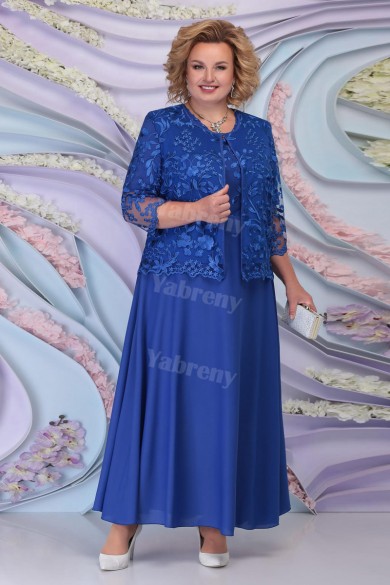 Plus Size Royal Blue Mother of the bride dresses With Jacket Occasion outfit mps-443-3
