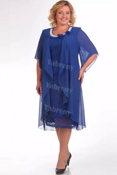 Royal Blue Mother Of The Bride Dress Plus Size Mid-Calf Women
