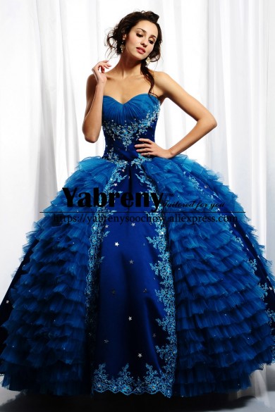 Royal Blue Multilayer Ball Gown Quinceanera Dresses so-254