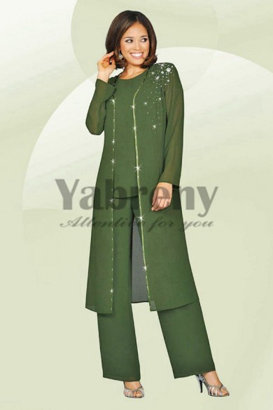 Yabreny Charcoal Mother of the bride pants suits with long Coat mps-268