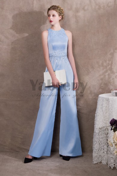 2020 Fashion Sky Blue Delicate Hand beaded Prom dresses Vest Jumpsuits so-029
