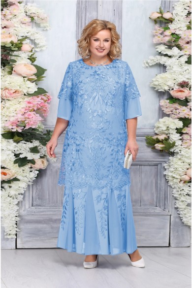 Sky Blue Lace Mother of The Bride Dresses, Plus size Ankle-Length Women