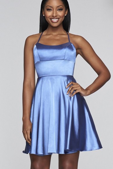Sky Blue Spaghetti with Scoop Neckline Homecoming Dress,Under $100 Short Dresses sd-001-3