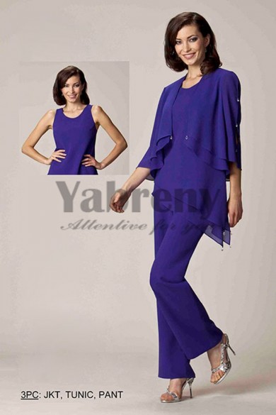 Spring Chiffon 3PC mother of the bride pants suit mps-190