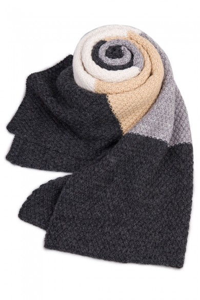 Stylish British Wind Oversized Autumn Winter Plaid Scarves Charcoal Champagne and Ivory
