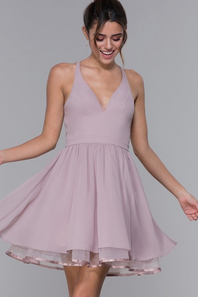 Under $100 V-Neck Homecoming Dress, Lavender Chiffon Short Dreseses sd-012-2