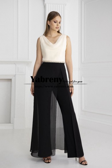 The Most Popular Overskirt Jumpsuits for Mother of the Bride with Beaded Belt mps-686