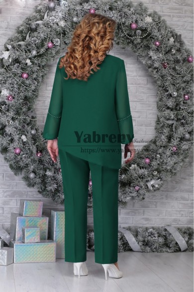 Green Chiffon Pant suits Mother of the Bride Trousers Custom-Made ...