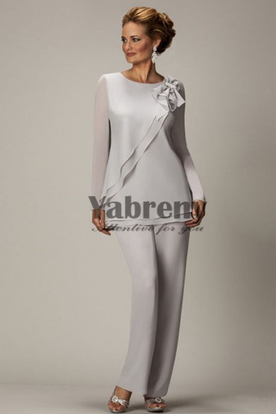 Gray Chiffon mother of the bride pants suits,mother of the groom pants suits mps-074