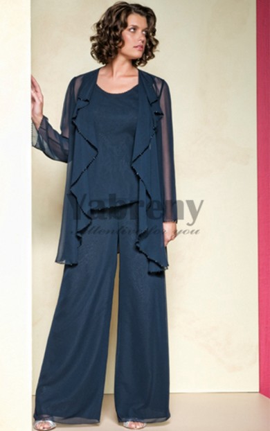 Dark Navy spring Three Piece mother of the bride pants sets mps-216