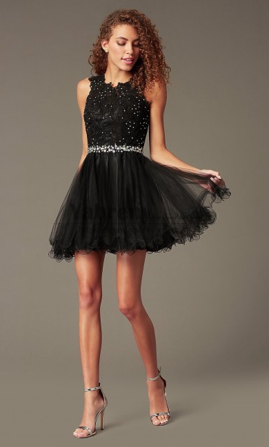 Black Flare Homecoming Party Dress,Graduation Dresses with Glass Drill Belt sd-022-1