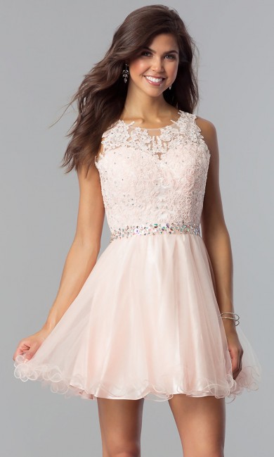 Pink Flare Homecoming Party Dress,Graduation Dresses with Glass Drill Belt sd-022-5