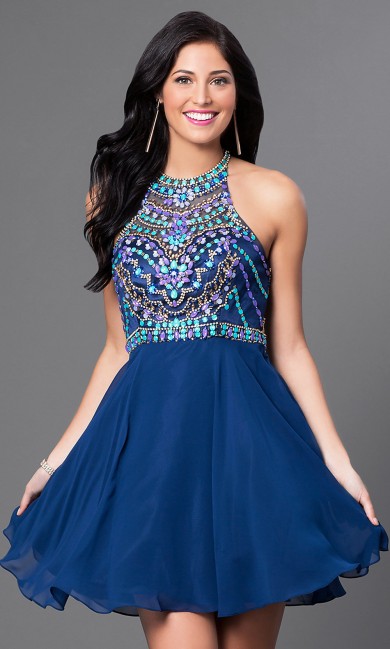 Royal Blue Short Dresses,Beaded Bodice Racerback Gorgeous Homecoming Dresses,Vestidos De Fiesta sd-051