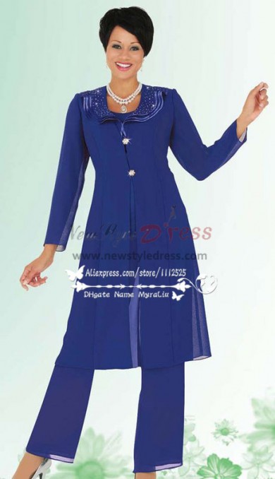 Hot Sale Royal Blue Mother Of The Bride Sant Suit,Mother of the Groom Outfits mps-444