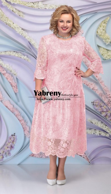 Plus Size Pink Mother of the Bride Lace Dress, Robes pour femmes mps-552-3