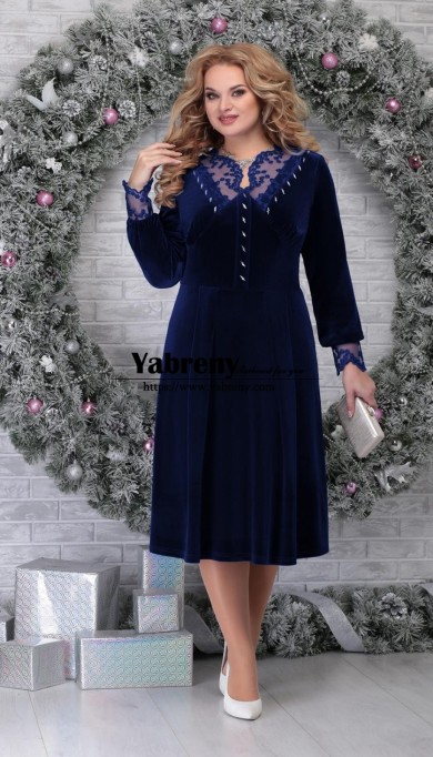 Plus Size Royal Blue Velvet Mother of the bride Dress,Robes pour femmes mps-559-3