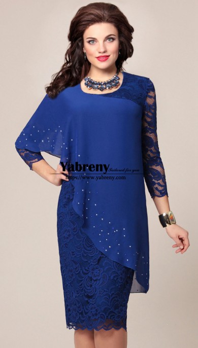 Royal Blue Special Plus Size Dresses,Knee-Length Mother of the bride Dresses mps-584-3