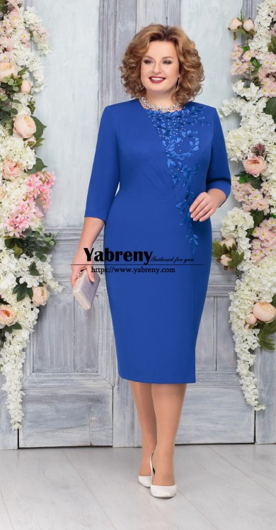 Royal Blue Elegant Mother Of the Bride Dress, Plus size Custom-made Women