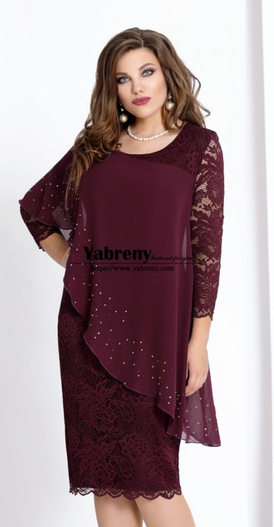 Burgundy Fashion Knee-Length Mother of the bride dresses mps-584-2