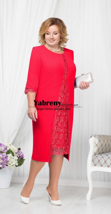 Elegant Red Tea-Length Mother Of the Bride Red Women
