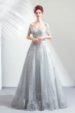 2020 A-line Discount Glamorous Floor-Length Off the Shoulder prom dresses TSJY-075