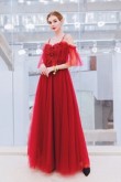 2020 Burgundy Off the Shoulder lovely prom dresses TSJY-080