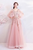 2020 Gorgeous Pink Empire lace Prom Dresses Appliques Evening Dresses TSJY-162