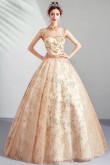 2021 New Arrival Champagne High Collar Quinceanera Dresses TSJY-193