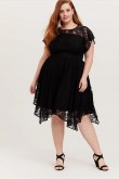 2021 Elegant Plus Size Women's Dresses,Black Lace Knee-Length Summer Dresses mps-414
