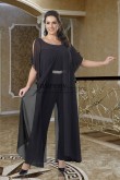 2022 Black Chiffon Beaded Neckline Mother of the Bride Jumpsuit Women Special Occasion Outfits mps-718
