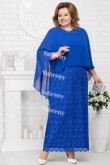2 PC Plus Size Royal Blue Mother of the Bridal Dresses Cheap Knee-Length Women's Outfis with Wraps mps-369