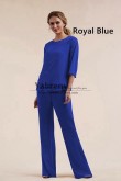 2 Piece Spring Women's  Pant Suits, Light Royal Blue Chiffon Mother of the Bride Outfits mps-752-4