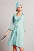 2PC  Knee-length Outfits Green Jade Blue Mother of the bride dress with Jacket mps-388