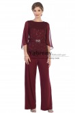 2PC Modern Burgundy Lace Women's Pants suits,Trajes de pantalón de mujer mps-582-1