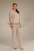2PC Mother of the bride Chiffon Elastic Waist Panti Suits Women's Outfit mps-479