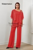 2PC Watermelon Chiffon Women's Pant Suits,Hot Sale Mother Of The Bride Pant Suits, Ropa de mujer mps-579-14