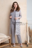 3PC Gray Modern Woman's Pantssuits with Coat, Pantalons Femme mps-577-1