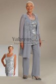 3PC Gray Sequins Mother of the bride Pant Suits With Jacket mps-483